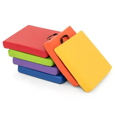 Sada 6 detských štvorcových sedacích vankúšov s rukoväťou a zipsom Podlahový vankúš Vankúš na stoličku 40 x 40 cm