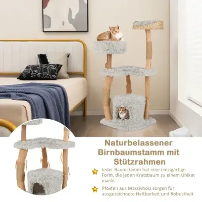 124 cm drevené škrabadlo s mačacou jaskyňou a plyšovým sedadlom a plošinou na sedenie Jutové škrabadlo sivé 124 cm drevené škrabadlo s mačacou jaskyňou a plyšovým sedadlom a plošinou na sedenie Jutové škrabadlo sivé