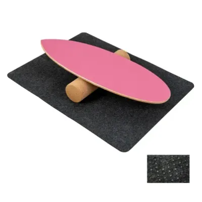 Drevená balančná doska Balance trainer Trickboard na doma vrátane korkového valca Hot Pink