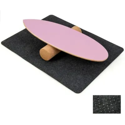 Drevená balančná doska Balance trainer Trickboard na doma vrátane korkového valca Ružová