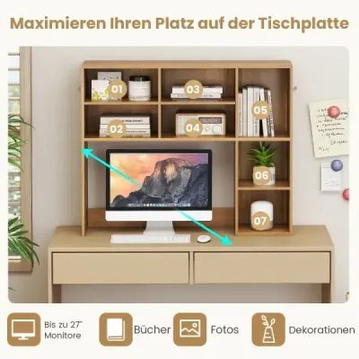 Stolová polica Stolová polica so 7 priehradkami Stolová polica na monitory do veľkosti 27" 94 x 25 x 79 cm Príroda Stolová polica Stolová polica so 7 priehradkami Stolová polica na monitory do veľkosti 27" 94 x 25 x 79 cm Príroda