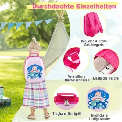 2-dielny detský kufor + batoh z plastu detský vozík detská batožina 12"+16" Mermaid