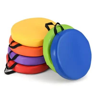 Sada 6 detských okrúhlych vankúšov na sedenie Vankúš na podlahu s rukoväťou a zipsom Vankúš na stoličku 35 x 35 cm