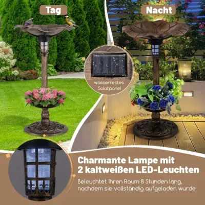 Krmítko pre vtáky so solárnym svetlom Kvetináč Krmítko a stojan Krmítko pre vtáky Retro Ø43 x 76cm Bronz Krmítko pre vtáky so solárnym svetlom Kvetináč Krmítko a stojan Krmítko pre vtáky Retro Ø43 x 76cm Bronz