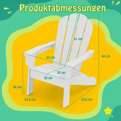 Detská stolička Adirondack z HDPE s ergonomickým operadlom Adirondack Chair White Detská stolička Adirondack z HDPE s ergonomickým operadlom Adirondack Chair White