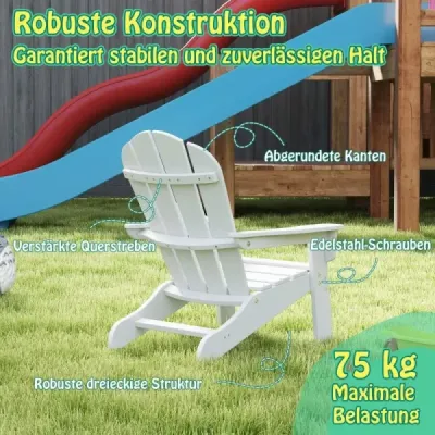 Detská stolička Adirondack z HDPE s ergonomickým operadlom Adirondack Chair White Detská stolička Adirondack z HDPE s ergonomickým operadlom Adirondack Chair White