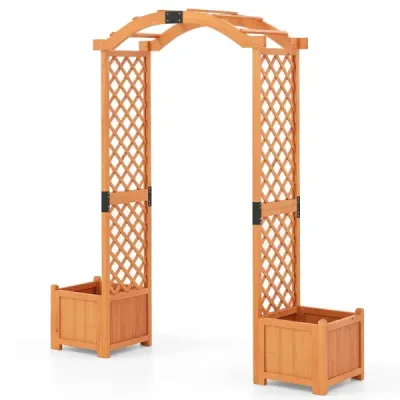 2 v 1 oblúk na ruže s kvetinovým boxom Záhradný oblúk Drevený oblúk na popínavé rastliny 185 x 45 x 201 cm