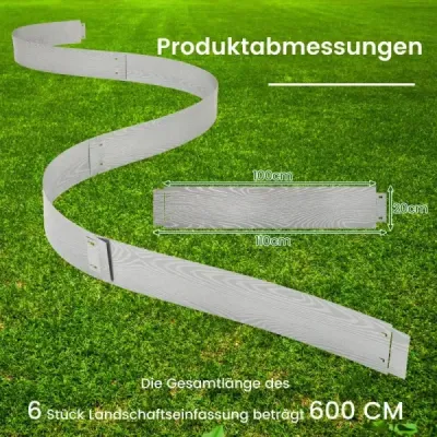 6-dielne obruby trávnika Pozinkovaný kov 6 m dlhé Obruby záhonov DIY vyvýšené záhony Záhradný záhon 110 x 20 cm