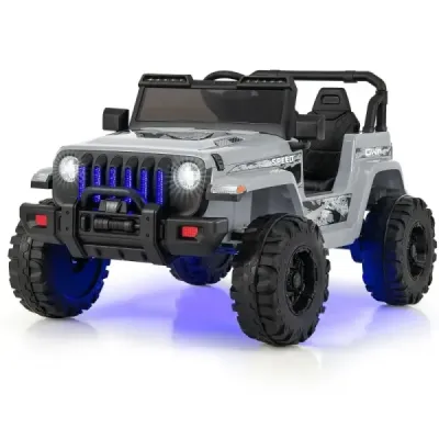 Detské elektrické autíčko s diaľkovým ovládaním 2.4G a MP3 a klaksónom 12V elektrické detské autíčko šedej farby