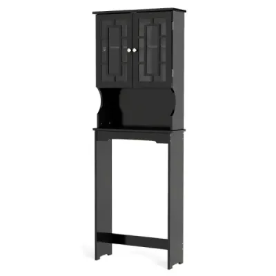 Toaletná skrinka s 3 policami Kúpeľňová polička Skrinka na práčku Toaletná polička čierna