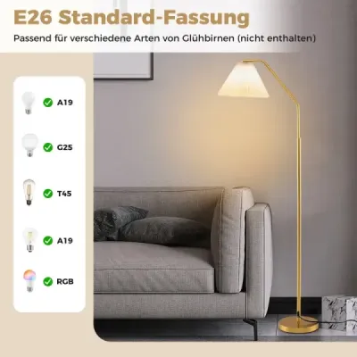 Stojacia lampa obývacia izba 168cm oblúková lampa s objímkou E27 a nastaviteľnou hlavou zlatá