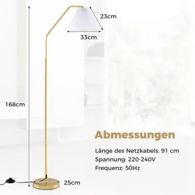 Stojacia lampa obývacia izba 168cm oblúková lampa s objímkou E27 a nastaviteľnou hlavou zlatá
