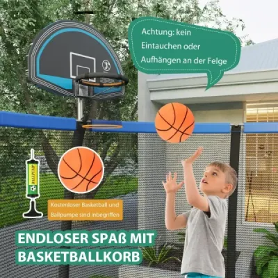 φ333cm vonkajšia trampolína s rebríkom a basketbalovým košom a bezpečnostnou sieťou a krytom okraja