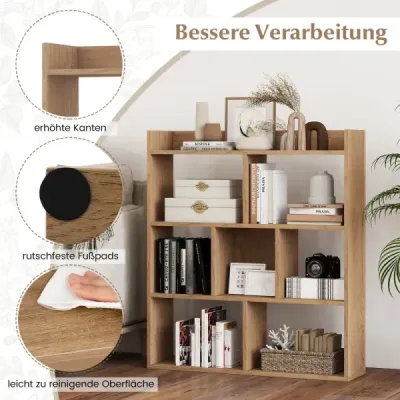 Regál na knihy so 7 kockami Stojaci regál Regál z kociek Úložný regál 80 x 20 x 90 cm Prírodný
