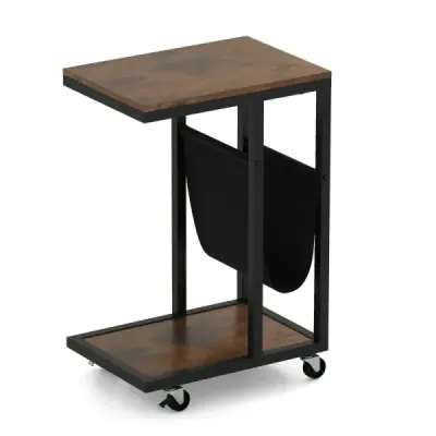 Bočný stolík s kolieskami Pohovka v tvare C Konferenčný stolík Stolík do obývačky s kovovým rámom