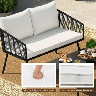Záhradný ratanový nábytok, balkónový nábytok s vankúšmi na sedenie a operadlo, záhradný nábytok