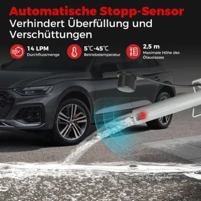 Prečerpávacie palivové čerpadlo s automatickým zastavením, elektrické palivové čerpadlo s prietokom 3,8 GPM s 3 adaptérmi veľkosti