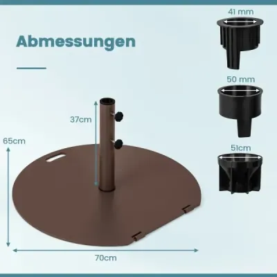 Podstavec na slnečník 23 kg podstavec na slnečník s kolieskami a rukoväťou, okrúhle závažie na slnečník pre tyče slnečníkov s priemerom 41/50 mm