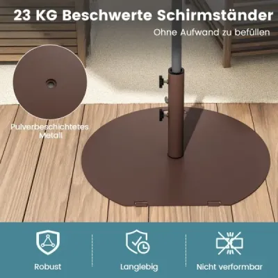 Podstavec na slnečník 23 kg podstavec na slnečník s kolieskami a rukoväťou, okrúhle závažie na slnečník pre tyče slnečníkov s priemerom 41/50 mm