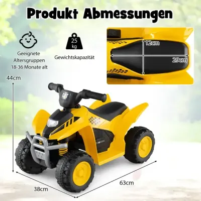 6V elektrická štvorkolka pre deti Mini elektrická štvorkolka s LED svetlometmi Elektrické auto ATV pre deti vo veku 18-36 mesiacov