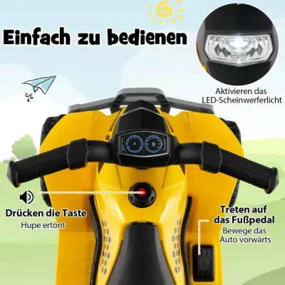 6V elektrická štvorkolka pre deti Mini elektrická štvorkolka s LED svetlometmi Elektrické auto ATV pre deti vo veku 18-36 mesiacov