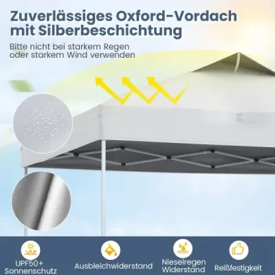 Pavilón 3x3m skladací pavilón vodotesný stabilný UV ochrana 50+ párty stan skladací stan biely