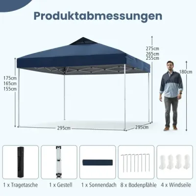 Pavilón 3x3m skladací pavilón vodotesný stabilný UV ochrana 50+ párty stan skladací stan námorný