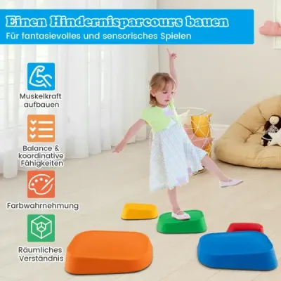 Balančné kamene pre deti, stohovacie kamene, protišmykové riečne kamene na vnútorné aj vonkajšie použitie, nášľapné kamene, nosnosť do 80 kg (obdĺžnikové)