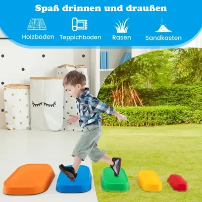 Balančné kamene pre deti, stohovacie kamene, protišmykové riečne kamene na vnútorné aj vonkajšie použitie, nášľapné kamene, nosnosť do 80 kg (obdĺžnikové)