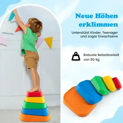 Balančné kamene pre deti, stohovacie kamene, protišmykové riečne kamene na vnútorné aj vonkajšie použitie, nášľapné kamene, nosnosť do 80 kg (obdĺžnikové)