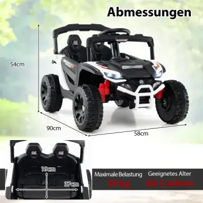 Detské 12V elektrické auto s diaľkovým ovládaním Elektrické UTV nákladné auto Detské auto Detské vozidlo Biela