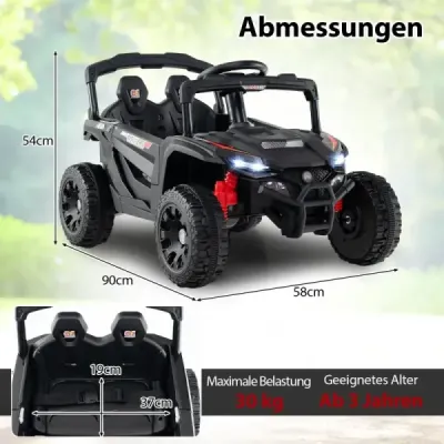 Detské 12V elektrické auto s diaľkovým ovládaním Elektrické UTV nákladné auto Detské auto Detské vozidlo čierne