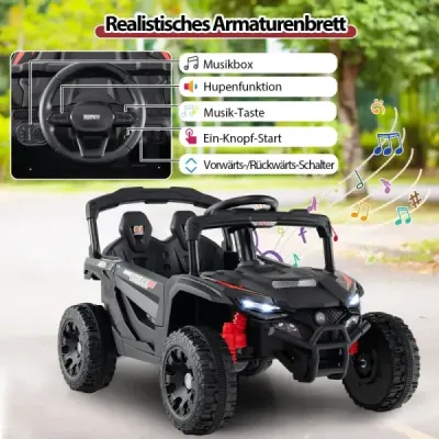 Detské 12V elektrické auto s diaľkovým ovládaním Elektrické UTV nákladné auto Detské auto Detské vozidlo čierne