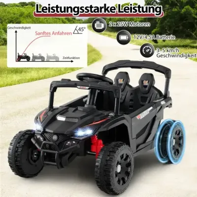 Detské 12V elektrické auto s diaľkovým ovládaním Elektrické UTV nákladné auto Detské auto Detské vozidlo čierne