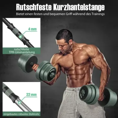 Sada činiek 4 v 1, nastaviteľná sada činiek 20 kg vrátane činky, tyče a kettlebellov Kunz