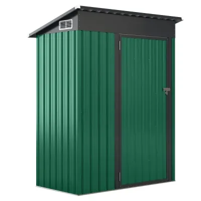 Kovový záhradný domček 150 x 90,5 x 185 cm | 1,5 m³ záhradný domček s pultovou strechou zelený