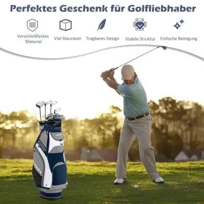 Ľahký a prenosný golfový vak po celej dĺžke so 14 priehradkami Navy + Grey