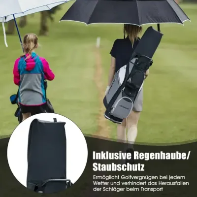 Golfový bag so 14 priehradkami a vodotesným vreckom na cennosti čierna + sivá