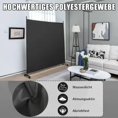 Deliaca stena do jednej miestnosti s jedným panelom, široká zástena na súkromie, 184 x 30 x 184 cm, čierna