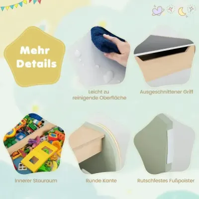 4 v 1 3 ks. Detská sedacia súprava z dreva s odnímateľnou doskou a úložným priestorom zelená