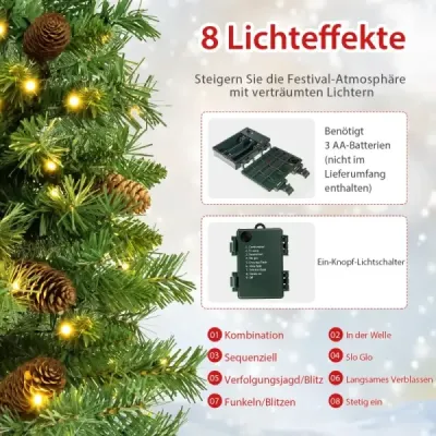 64 cm veľký osvetlený mini vianočný stromček na stôl s 50 LED svetlami, zelený