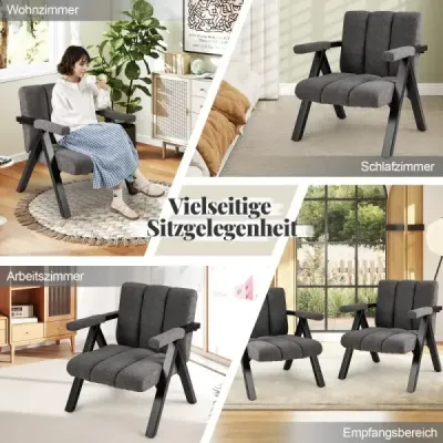 Čalúnené kreslo s podrúčkami a kovovým rámom Moderné rozkladacie kreslo Relax kreslo Grey