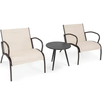 3-dielna záhradná súprava, balkónová súprava s 2 stoličkami a stolom, balkónový nábytok so širokým posedením