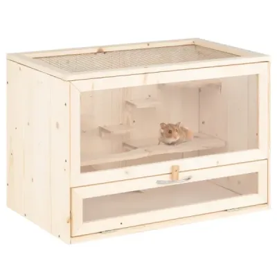 Drevená klietka pre škrečky so sieťovaným vekom a viacúčelovou ohrádkou pre škrečky