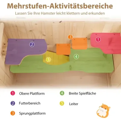 Drevená klietka pre škrečky so sieťovaným vekom a viacúčelovou ohrádkou pre škrečky Drevená klietka pre škrečky so sieťovaným vekom a viacúčelovou ohrádkou pre škrečky