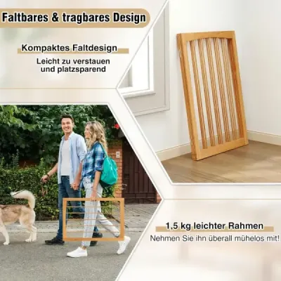 Bariérová mriežka pre psov 3-dielna ochranná mriežka Drevená schodisková mriežka 76 cm vysoká bariérová mriežka pre psov Skladacia mriežka pre psov Ochranná mriežka pre dvere Príroda
