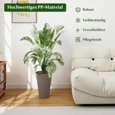 Sada 2 kvetináčov s vnútorným kvetináčom, okrúhle kvetináče s výškou 45 cm, odolné voči poveternostným vplyvom, s drenážnymi otvormi, PP, hnedé