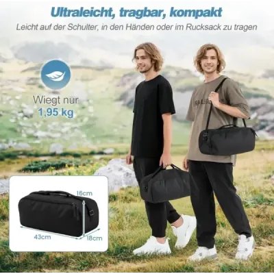 Ultraľahká kempingová posteľ Kempingová posteľ s bočným vreckom Prenosná skladacia posteľ Nosnosť 150 kg Čierna