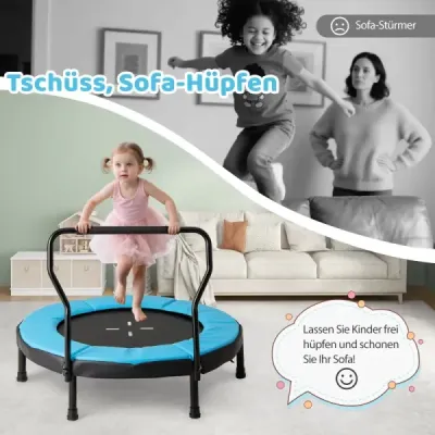 Detská trampolína Ø102 cm s odnímateľnou rukoväťou, mini trampolína s nosnosťou do 100 kg, modrá