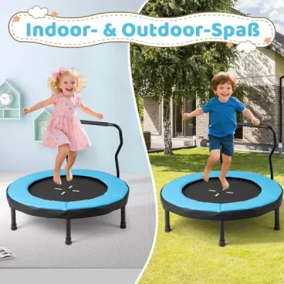Detská trampolína Ø102 cm s odnímateľnou rukoväťou, mini trampolína s nosnosťou do 100 kg, modrá